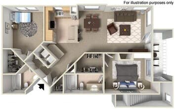 F Americana 1045 to 1102 SF RENOVATED 17301 floor plan