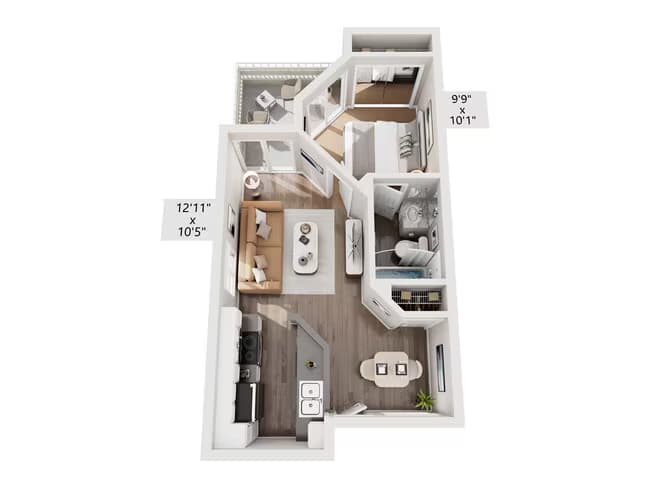 1 Bed, 1 Bath A G15 floor plan