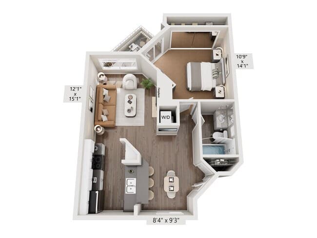 1 Bed, 1 Bath C T14 floor plan