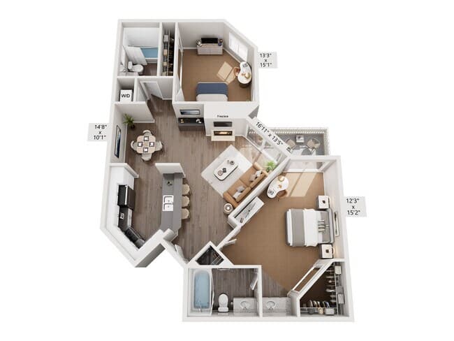 2 Bed, 2 Bath F E21 floor plan