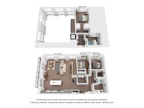 3 Bedroom, 2 Bath Townhome 708 floor plan