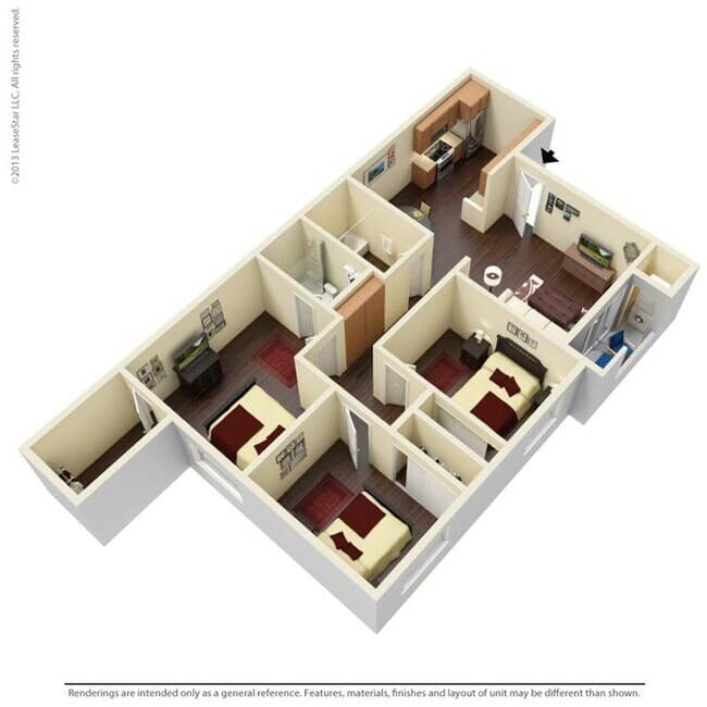 3x2B H-702-235H floor plan