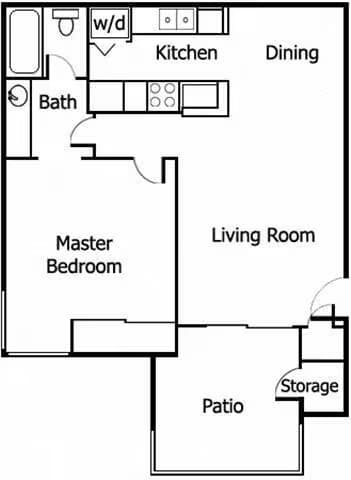 One Bedroom B 23-07 floor plan