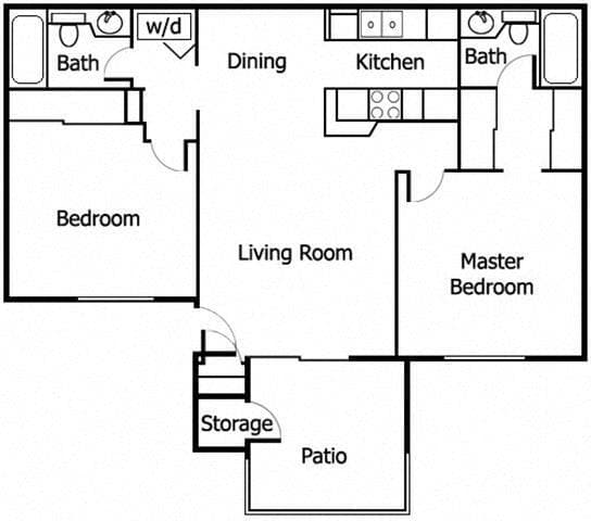 Two Bedroom B 39-14 floor plan