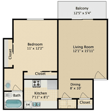 1BR/1BA 38 floor plan