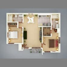 Plan C | 2x2 S176 floor plan