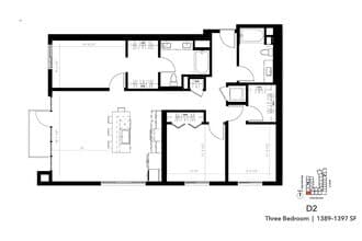 Three Bedroom D2 613 floor plan