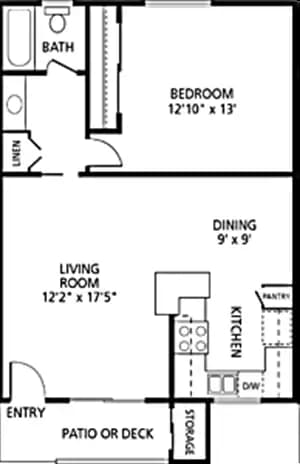 1x1 A 74 floor plan