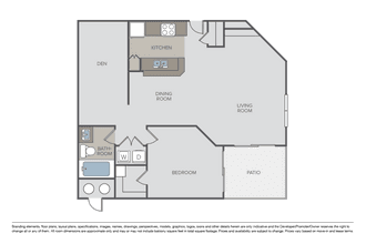Plan 1H + Den M302 floor plan