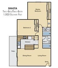 2 Bed 2 Bath 73 floor plan