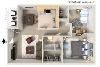 Two Bedroom One Bathroom floor plan