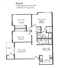 Three Bedroom Two Bath 10A floor plan