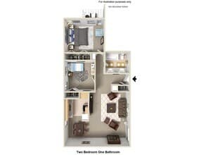 Two Bedroom One Bath floor plan