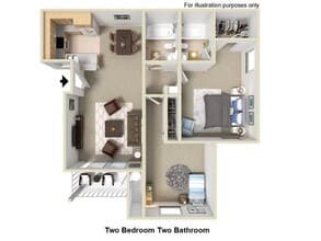 2 Bedroom / 2 Bath floor plan