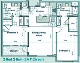 2 Bed 2 Bath Casita 5821 floor plan