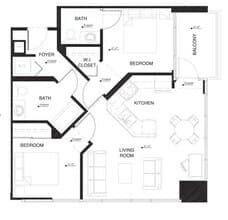2A w Balcony Renovation 2 N-3003 floor plan