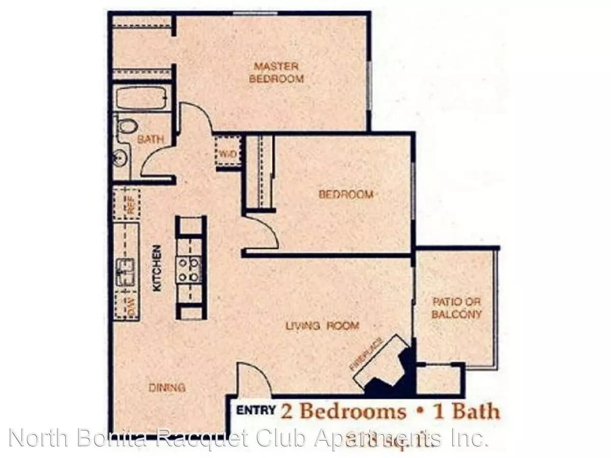 2-Bedroom, 1-Bathroom 2865-105 floor plan