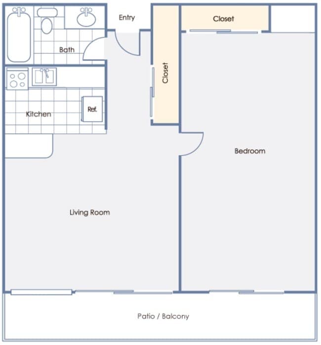 1 Bedroom, 1 Bathroom, 600 Square Feet and Just... floor plan