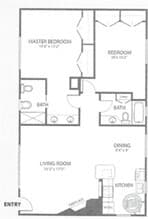 Two Bedroom - Two Bathrooms 21 floor plan