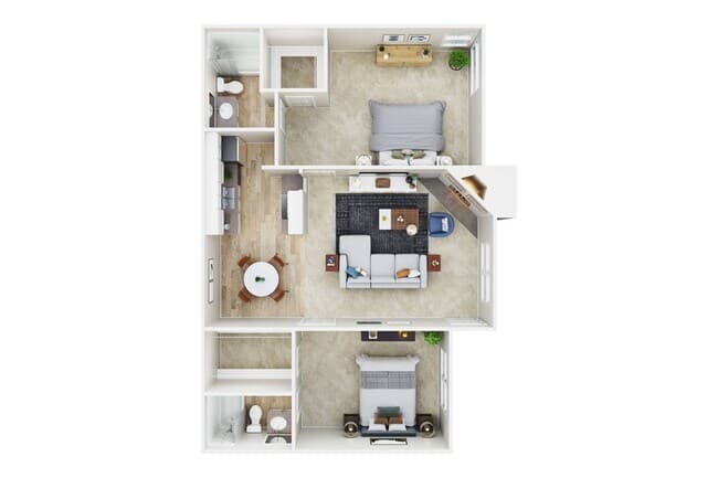 2 Bed, 2 Bath A 1024 floor plan
