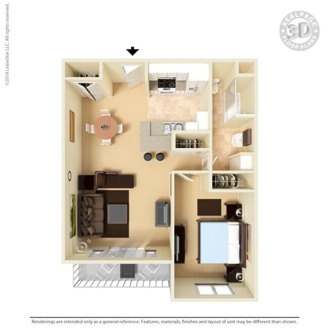 Extra Large 1 Bed 1 Bath + Den 354 floor plan