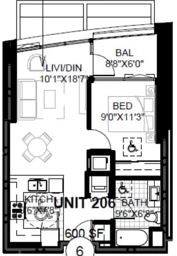 SPIRE 1B 2107 floor plan