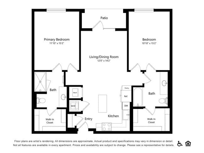 2x2B 351 floor plan