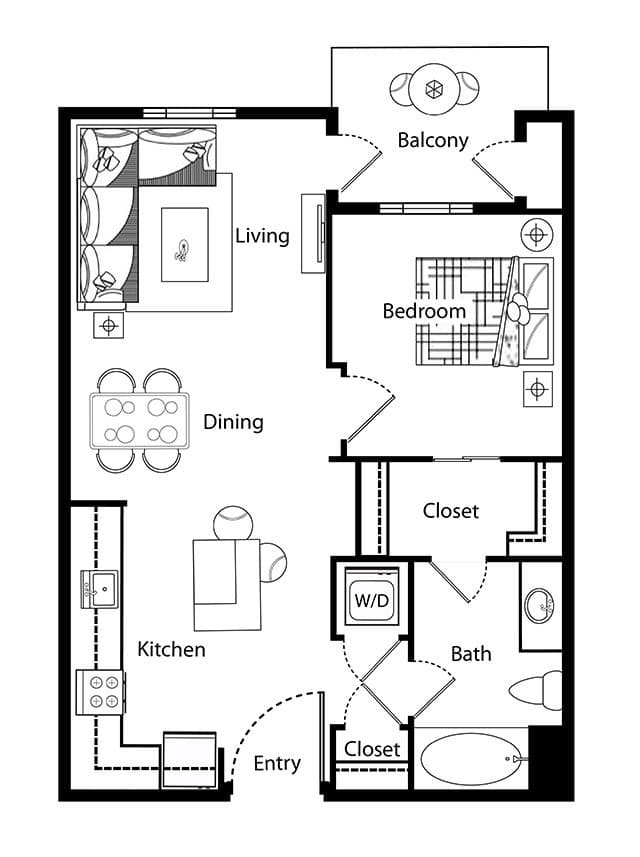 Jr 1 Bedroom - A A-456 floor plan