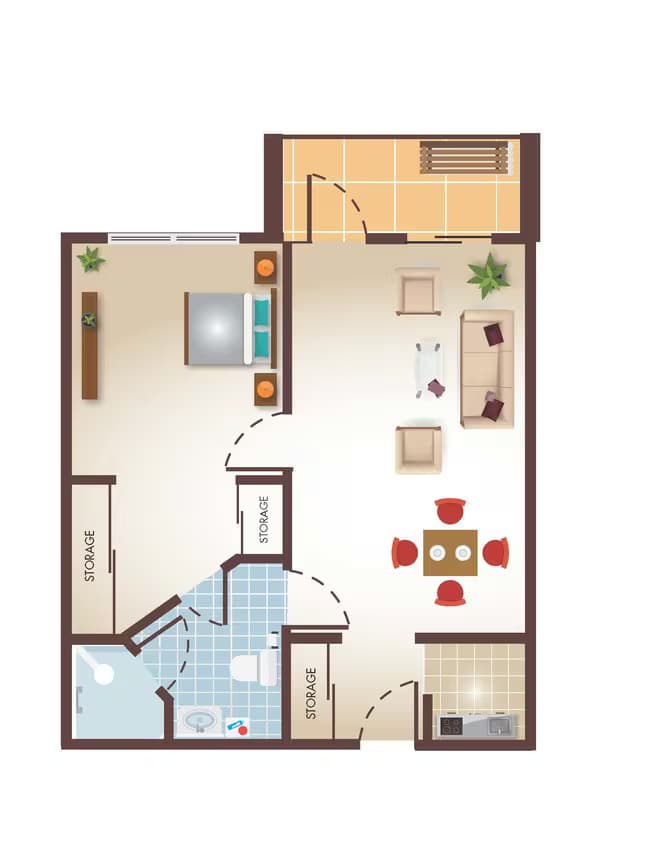 One Bedroom - a3 208 floor plan