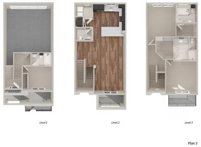 Townhome Three 3 x 3.5 06-102 floor plan