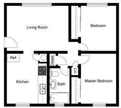 2 Bed 1 Bath 5930-10 floor plan