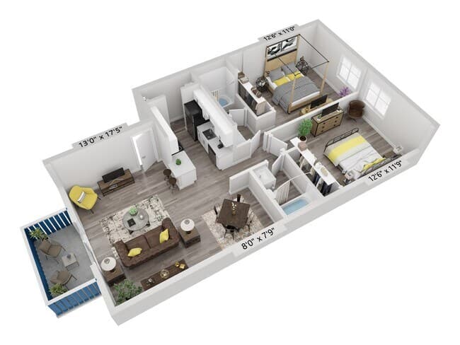 B1 | 2x2 | Small Renovated 1146 floor plan