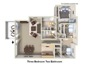 Three Bedroom Two Bathroom floor plan