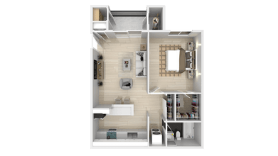 1Bed 1Bath 694sf floor plan