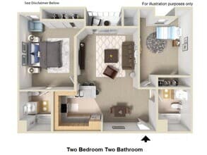 Two Bedroom Two Bathroom floor plan