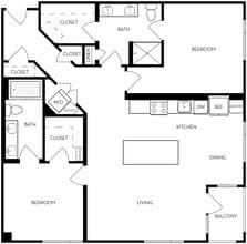 2x2 B6 2053 floor plan