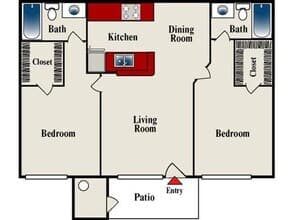 2 Bed 2 Bath 218 floor plan