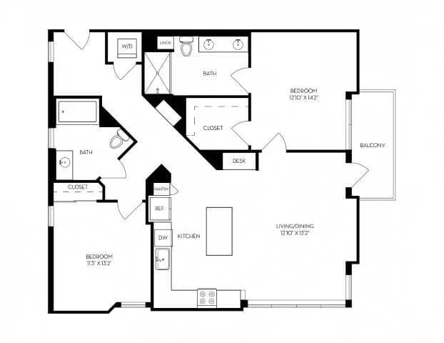 2x2 - H4-L 501 floor plan