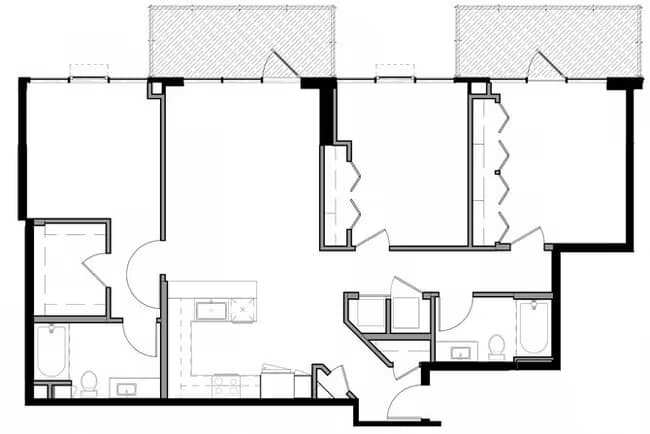 3G w/ Balcony 0-1902 floor plan