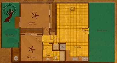 Two Bedroom, One Bath 62 floor plan