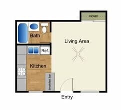 Studio - 300 sq/ft floor plan