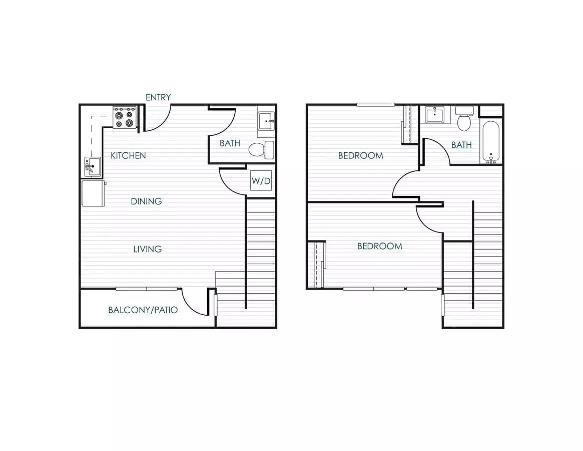 2-Bedroom 1-Bathroom Traditional Unit 401 floor plan