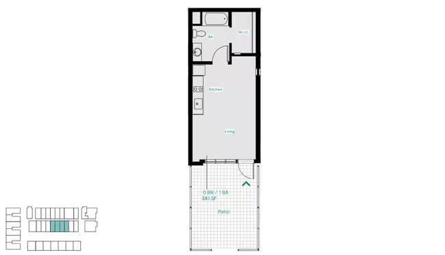 Studio Furnished Garden Unit 314 floor plan