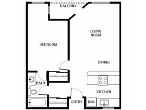 1 Bedroom/1 Bath floor plan