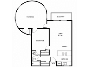 2 Bedroom/1 Bath floor plan