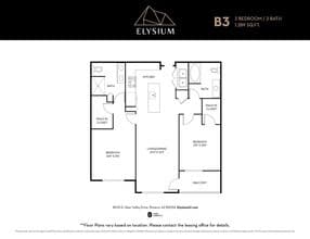 B3 - 2 Bedrooms / 2 Bath 1133 floor plan