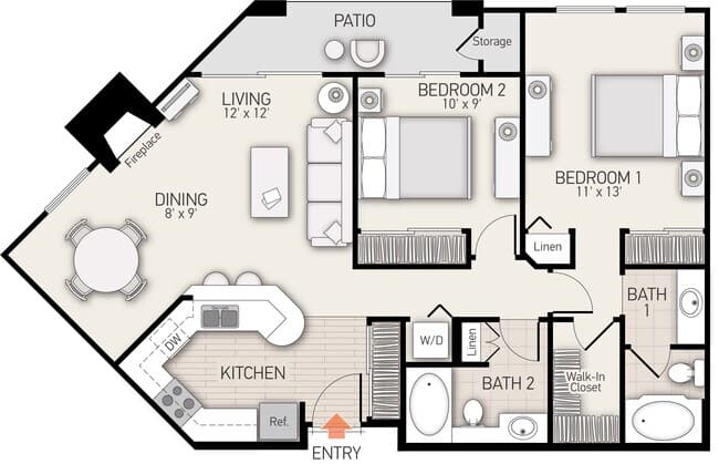 Unit B410 G212 floor plan