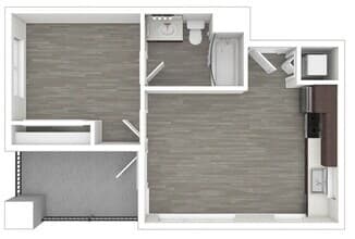 One Bedroom, One Bath 505 floor plan