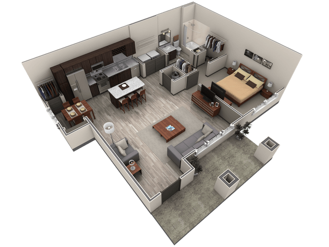 1 BR Grand Courtyard 1060 floor plan