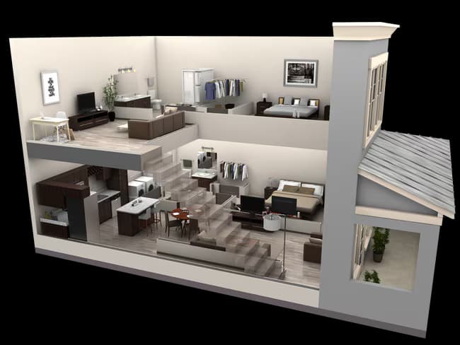 2 BR Designer Loft 2093 floor plan